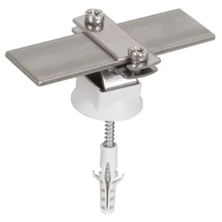 Wandleitungshalter DEHNhold NIRO mit Überleger FL 30 x 3,5 mm, Sockel und VA Schraube