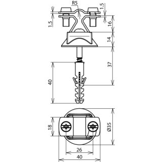 Wandleitungshalter DEHNhold NIRO mit Überleger Rd 8-10 mm, Sockel und VA Schraube