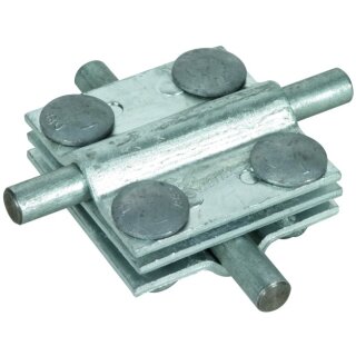 Erdungsklemme St/tZn mit Zwischenplatte und Verdrehschutz Rd / Rd - Rd / Fl - Fl / Fl